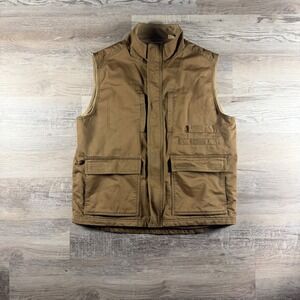 Canvas Utility Vest Mens Brown Fleece Lined Large Hunting Work Red Head Brand Co
